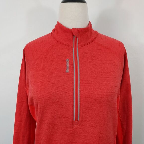 Reebok Womens XL Performance Running Shirt Athleisure Speedwick Thumb Holes Red - Picture 3 of 13